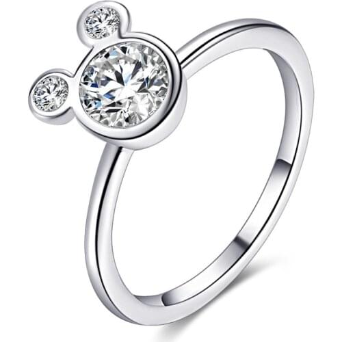 WANGAIYAO cute fashion creative new animal mouse ring girl copper material simple hand jewelry