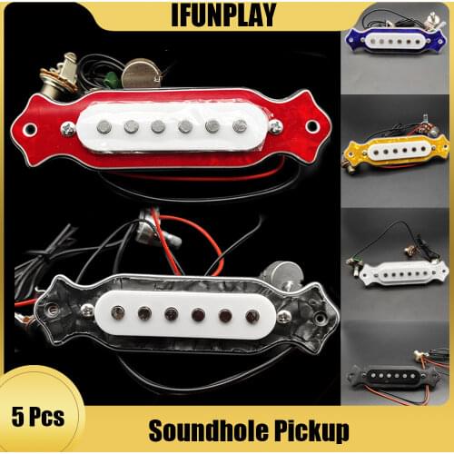 5Set Sound Hole Magnetic Acoustic Guitar Soundhole Pickup with Tone Volume Control 6 String for Cigar Box