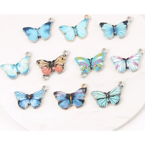 10pcs Butterfly Art Metal Charms Colorful Enamel Animal Pendants Connector Popular DIY Handmade For Garden Jewelry Accessories