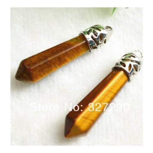 10pcs Tiger Eyes Hexagon Prism Shape Earring Making Beads Fashion Jewelry Making Materials