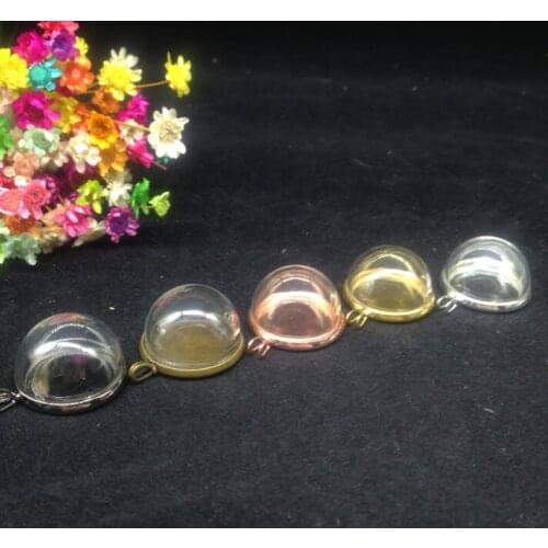 100ets/lot 20mm Half glass dome globe with pendant set base necklace pendant glass vial jewelry glass cover bottle accessories