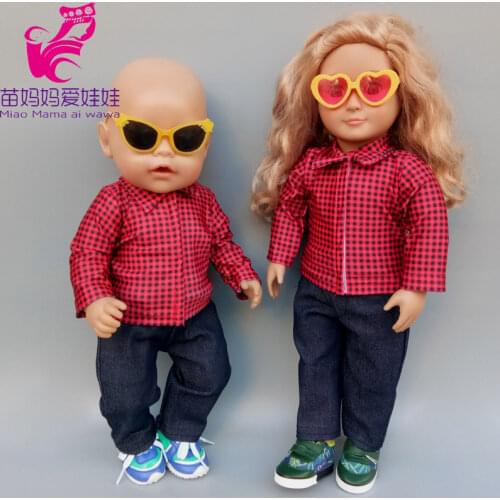 18 Inch Girl Doll Blouse Red Lattice 43cm Baby Doll Clothes Children Play Gift Toys Wears