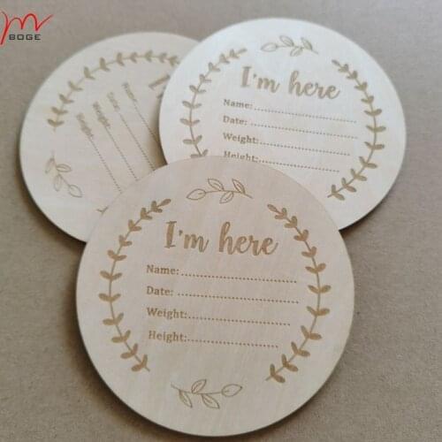 20pcs hello world i'm here Wooden Gender Neutral Milestone Cards Baby milestone cards