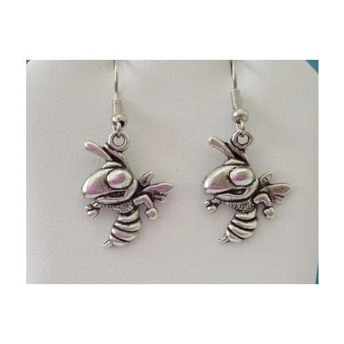 50Pair Fashion Vintage Silvers Hornet Charms Drop/Dangle Earrings For Girls Women Dress Brand Clothing DIY Accessories P1656