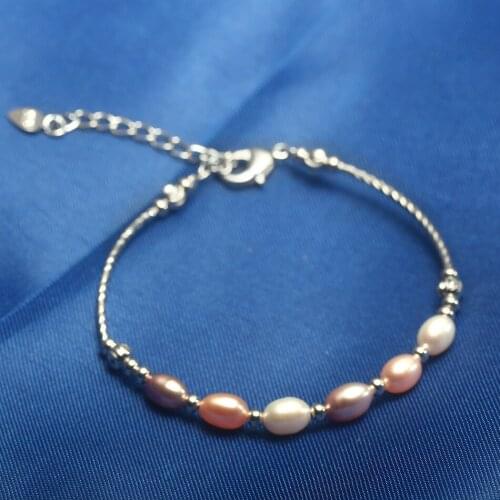 Cauuev Natural Freshwater Multi Pearl Bracelet Fashion Tube Bracelet 6mm Rice Pearl Adjust Bangle 2020 gift
