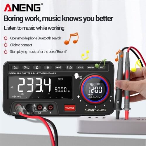 Dual Display Digital Multimeter EBTN LCD + Wireless Speaker + Clock 19999 Counts +APP Function +Voice broadcast Desktop DMM New