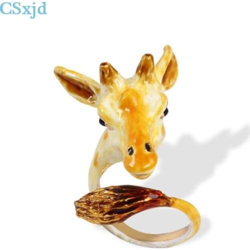 CSxjd High quality copper Exquisite Enamel glazeCute giraffe ring fashion hyperbole Ring