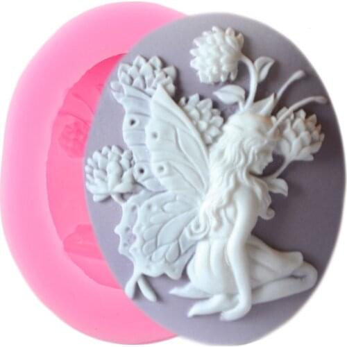 Flower Fairy Silicone Mold Cupcake Topper Fondant Molds Baby Birthday Cake Decorating Tools Chocolate Gumpaste Moulds Clay Mould