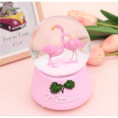 Crystal Ball Music Box Animal swan Girls Birthady Gifts Star Glowing Snowflakes Music Box Home Decoration Desktop Ornament