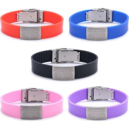 Custom Children ID Bracelet Child Engraved Identification Bracelets Baby SOS Wrist Band Kids Boys ID Safety Silicone Wristbands