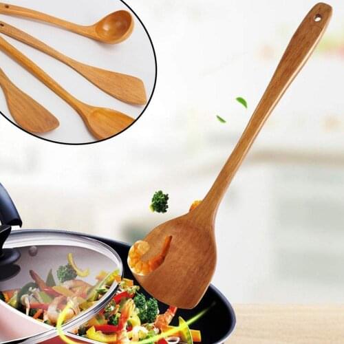 Long Wooden Cooking Rice Spatula Scoop Kitchen Utensil Non-stick Hand Shovel I5B0 Wok L7O2