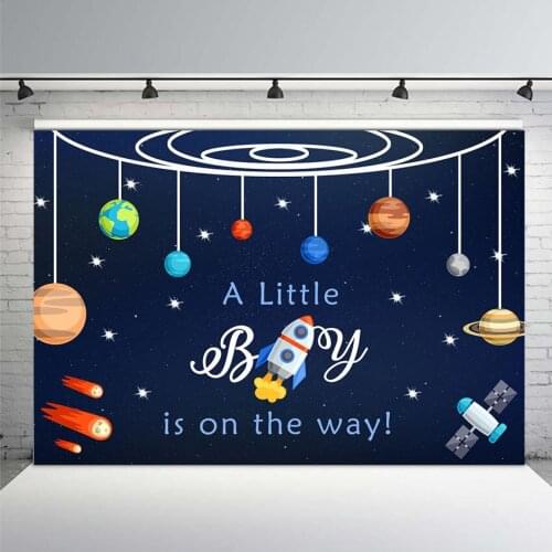 Mehofoto Happy Birthday Photography Backdrop for Boy Space Exploration Theme Party Background Universe Rocket Stars