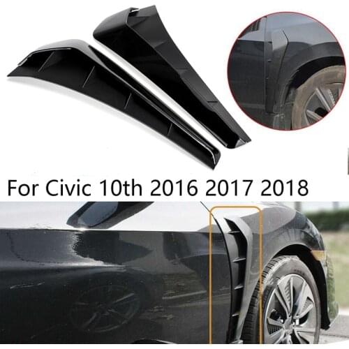 Glossy Black Front Fender Air Vent Cover Trim Stickers for Honda for Civic 10Th 2016 2017 2018