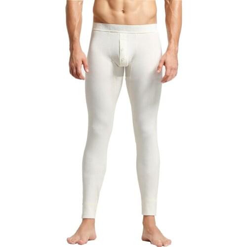 Long Johns Mens Warm Open Front Tight Stretch Thermal Underwear Male Rayon Compression Bottom Leggings Home Pajama Long Trousers