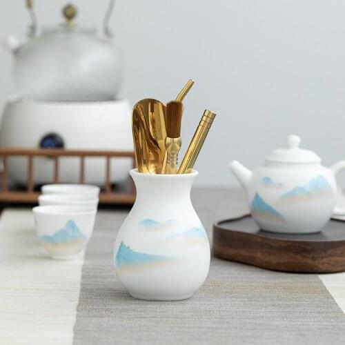Ceramic Kung Fu Tea Set Six Gentlemen Accessories Copper Tea Ceremony Combination Small Tea Spoon Large Tea Clamp Tea Towel