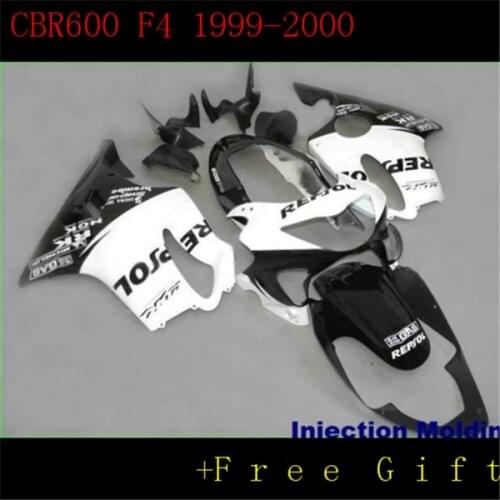 Injection mold Fairing kit for W1 CBR600 F4 99 00 CBR600F4 1999 2000 F4 CBR600 REPSOL White black Fairings set