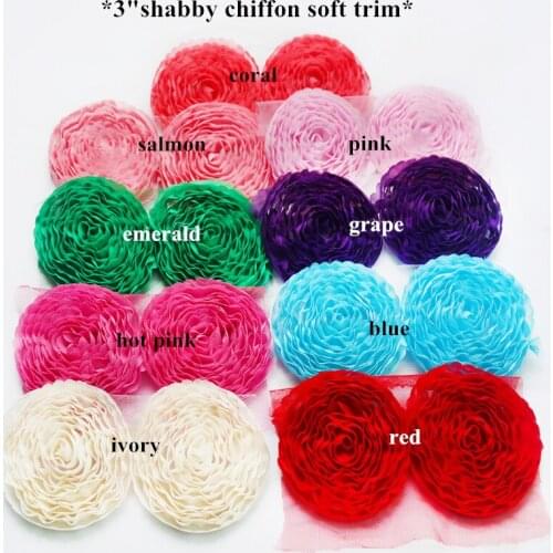 Creative shabby flower chic frayed chiffon flowers Rose trim by the yard wedding decorative fabric flowers 16yds/lot