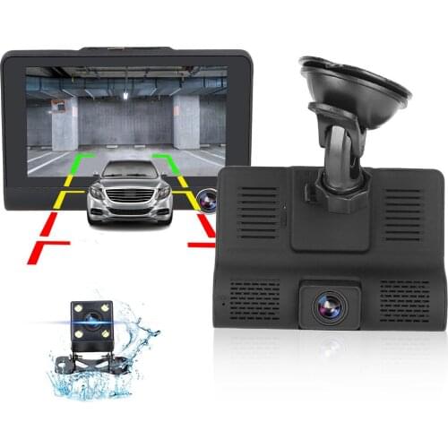 LEEPEE Video Recorder Dual Lens support Rearview Camera 3 Cameras Lens Auto Registrator DVR Dash Cam 4.0 Inch Dash Camera