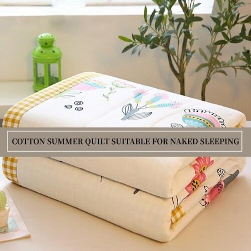 Summer Washed Silk Air Condition Thin Quilt Summer Spring Cool Bedspreads Patchwork White Pink Red Simple Comforter Blanket
