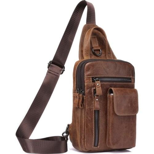 Small Casual Capacity Mens Crossbody Bag Phone Purse Pouch Chest Pack Leather Sling Belt Bags Leisure Shoulder Messenger Bag