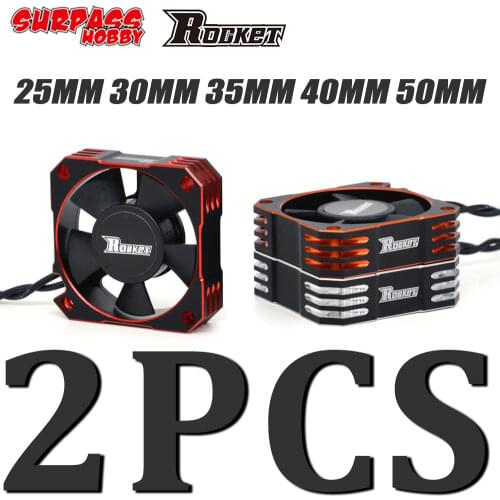 Rocket 2PCS Metal Rc Motor Cooling Fan Cool Fan ESC 25mm 30mm 35mm 40mm 50mm Heat Sink for 1/8 1/10 RC CAR Brushless 540 550