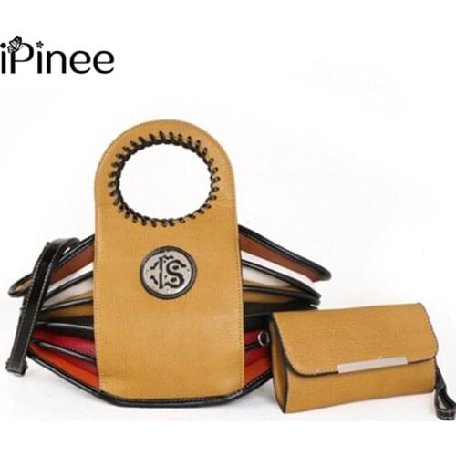 IPinee 2pcs/Set Fashion Women Bag Leather Handbags PU Shoulder Bag Large Capacity Crossbody Bags for Women Multi-colors Bags