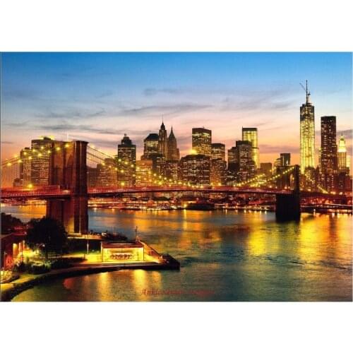 Embroidery Counted Cross Stitch Kits Needlework - Crafts 14 ct DMC Color DIY Arts Handmade Decor - New York at night