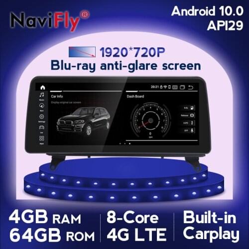 NaviFly Carplay API29 Android 10.0 Car DVD GPS for BMW X5 E70 X6 E71 2007-2013 CCC CIC 10.25" 1920*720 IPS screen WIFI 4G LTE