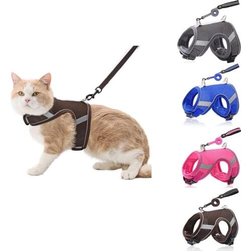 Nylon Reflective Cat Harness Vest Adjustable Pet Puppy Cat Harness Leash Set For Small Medium Dogs Cats Chihuahua Yorkshire XS-L