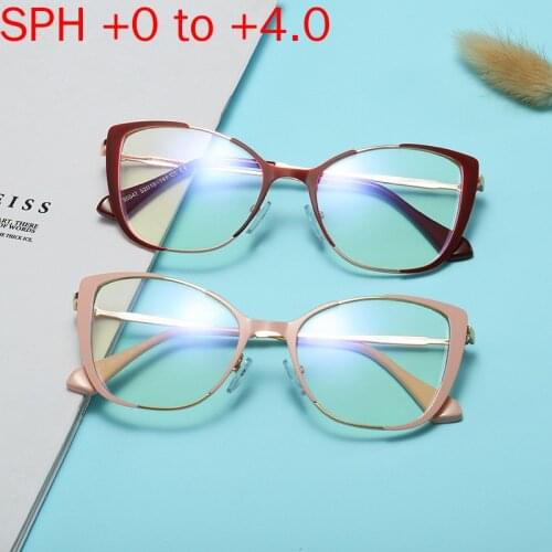 Cat Reading Glasses Women Luxury Crystal Frame Blue Light Blocking PresbyopicEyewear For Ladies Reading Glasses 0.75 1.25 NX