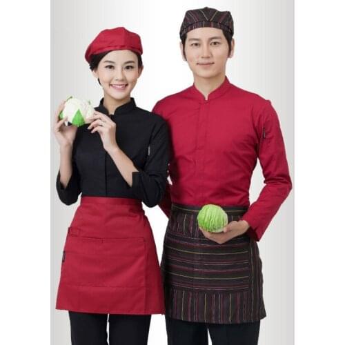 Hotel Waitress Overalls Long-sleeved Womens Fast Food Shop Uniform Jacket Restaurant Cafe Waiter Men Single Top Work Wear H2381