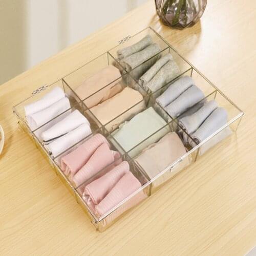 New Clear Acrylic Underwear Bra Organizer Storage Box Drawer Closet Organizers Divider Boxes For Underwear Scarves Socks Bra