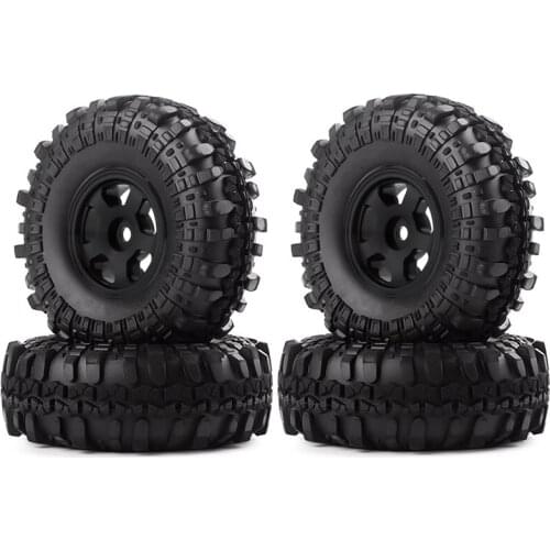For Axial SCX24 1/24 RC Crawler Car 4PCS 1.0 Metal Beadlock Wheel Rims Tire Tyres Set Upgrade Parts Accessories