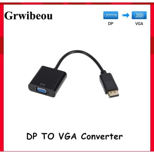 Grwibeou DP to VGA Adapter DP TO VGA Cable Male to Female DP TO VGA Converter for PC Computer Laptop HDTV Monitor Projector