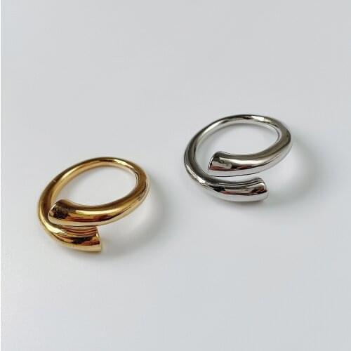 Personalized Fashion 925 Silver Womens Ring Double-layer Line Minimalist Ring Opening Adjustable Couple Ring Silver Jewelry