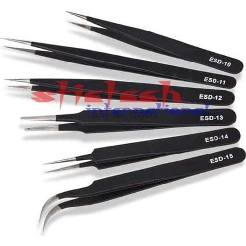 By dhl or ems 100pcs 6PCS/set ESD Tweezers Electronic Rework Anti-Magnetic Tweezers DIY Tools baking tools for cakes