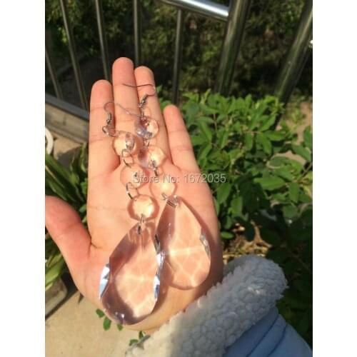 100 Chains 50mm Pendant + Octagon Beads Clear Part Crystal Chandelier Hanging Lighting Prism Drop Pendant Trimming Suncatchers