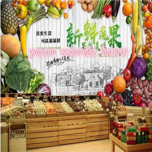 Custom 3D Photo Wall Paper Fresh Fruits and Vegetables Background Wall Murals Farmers Market Store Industrial Decor Wallpaper 3D