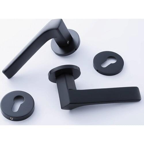 Simple Black Chinese Mute Bedroom Door Lock, Indoor Home Room Door Lock, Solid Wood Metal Door Split Lock