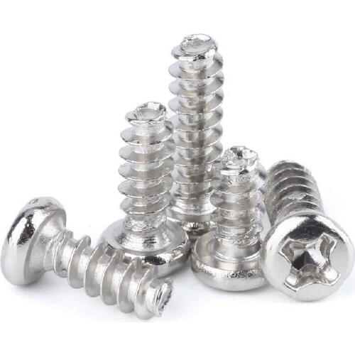 1000PCS M1.2 M1.4 M1.7 PB Nickel-plated Cross Round Head Flat Tail Self-tapping Screw