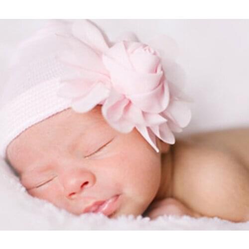 New Christmas Gift Newborn Baby Cap Soft Cotton Hospital Hat Pretty pearl Flower Beanies Girl Caps Hats Accessories
