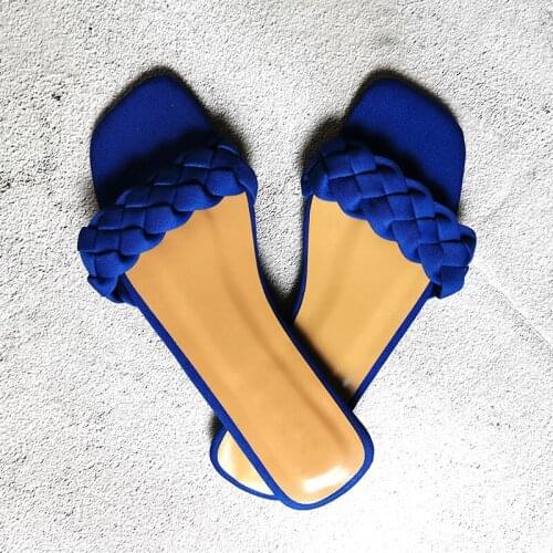 Fashion Summer Shoes Woman Cotton Twist Slip on Ladies Slipper Comfort Outside Wear Women Leisure Slides Big Size 41 42 Footwear