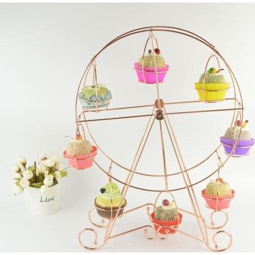 Rotating Float Wheel Display 8 Cup Cake Kitchen Utensils Cupboard Display Stand For Childrens Birthday Party Wedding Carnival