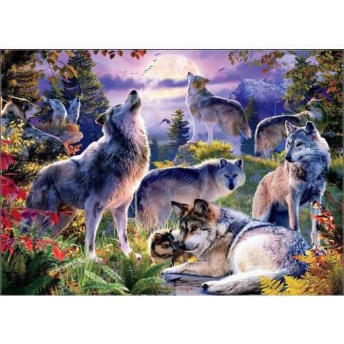 Embroidery Counted Cross Stitch Kits Needlework - Crafts 14 ct DMC DIY Arts Handmade Decor - Wolf Pack