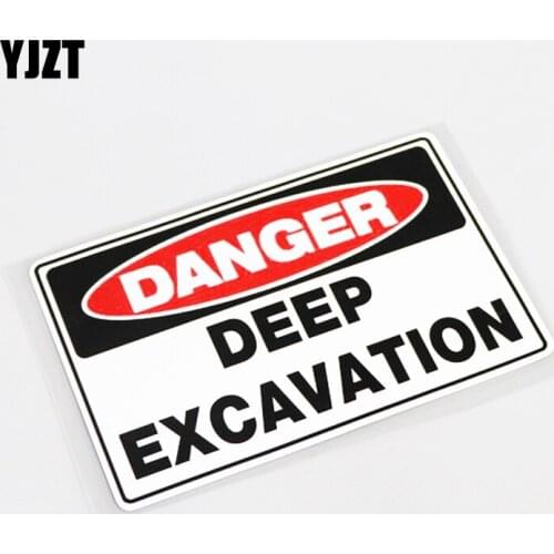 YJZT 14.7CM*9.5CM DANGER DEEP EXCAVATION Decoration Car Sticker PVC Decals 13-0381