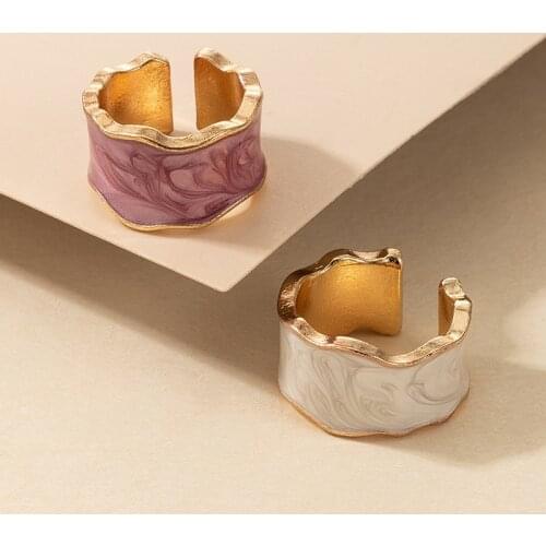 Luxury Rings for Women Epoxy Drop Oil Open Ring Elegant Temperament Accessories Jewelry Summer Ring