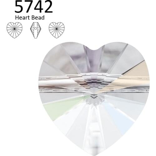 1 piece) 100% Original Crystal from Swarovski 5742 heart bead from Austria loose rhinestone DIY jewelry making