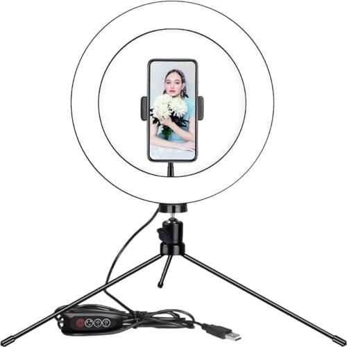 16cm Dimmable LED Selfie Ring Light Studio Photography Photo Fill Ring Light With Tripod For Smart Phone Studio Makeup Lights