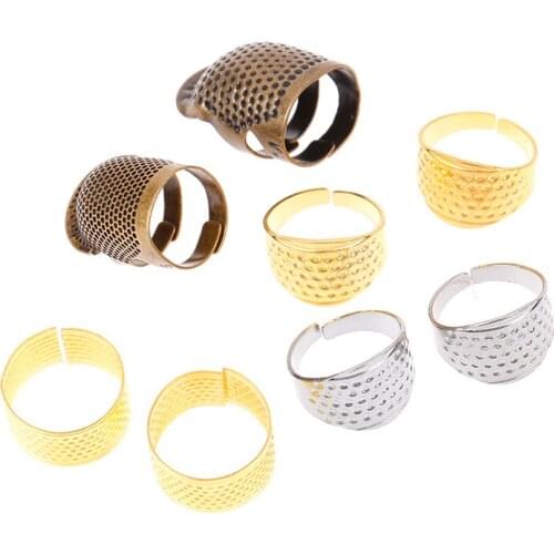 3/5Pcs Copper Sewing Thimble Adjustable Sewing Thimble Rings Cap Leather Coin Finger Protectors For Sewing EmbroideryAccessories