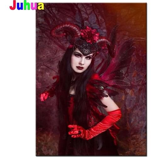 DIY Diamond Mosaic Halloween Gothic Red Woman 5D Diamond Painting Kit Full Square Round Diamond Embroidery skull flower Rhinesto